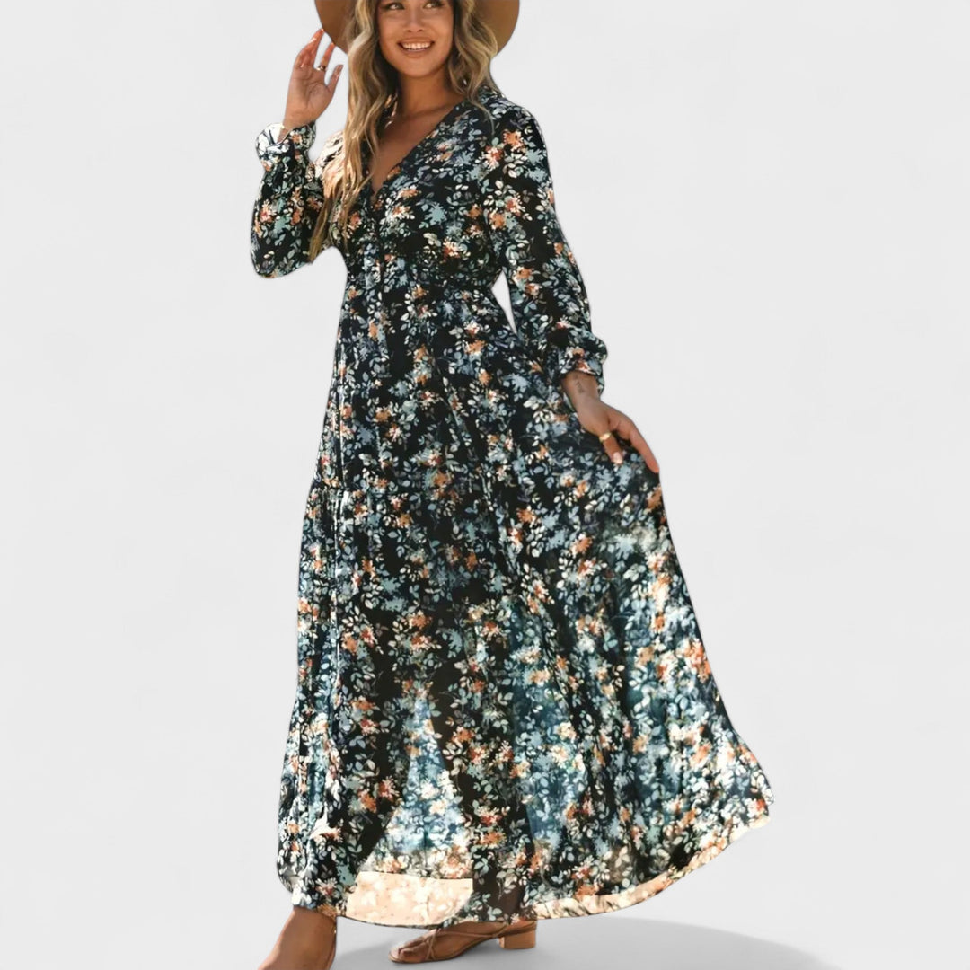 Zera - Vestido Maxi Floral con Volantes