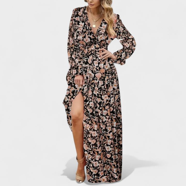 Zera - Vestido Maxi Floral con Volantes