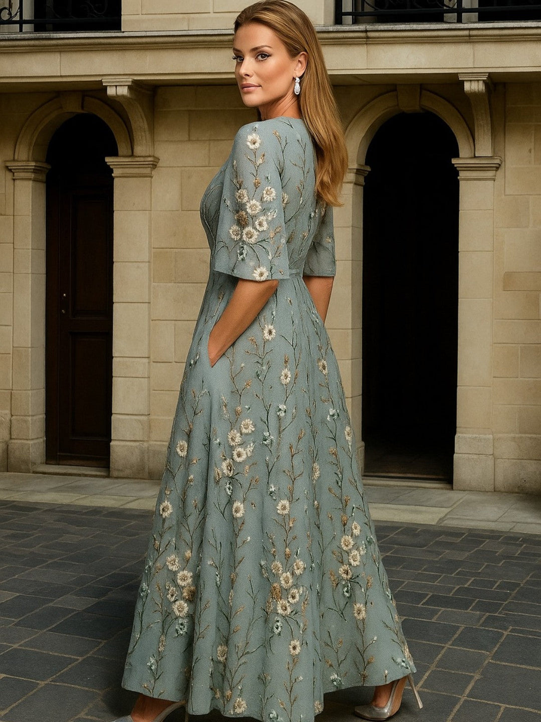 Hazel | Elegante Vestido Boho con Cuello en V y Cinturón