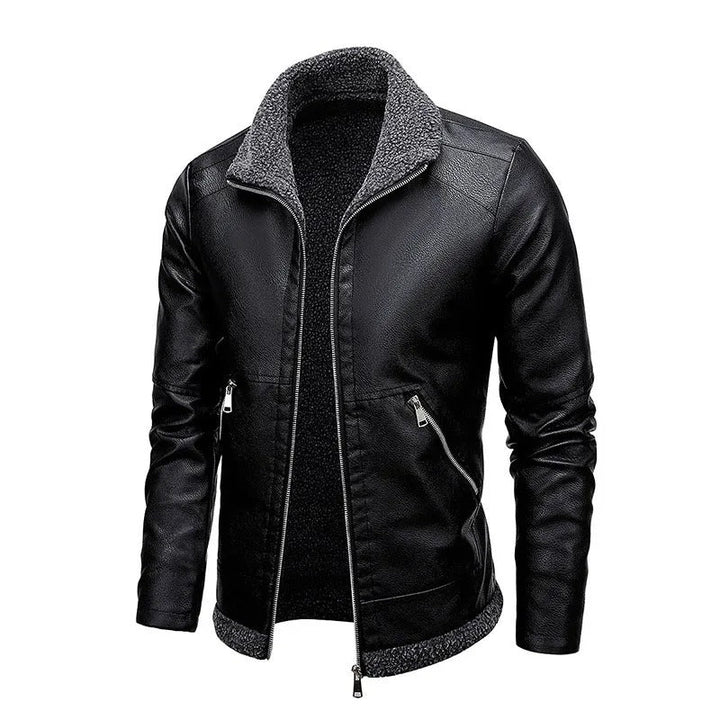 Chaqueta Elegante de Cuero Fleece