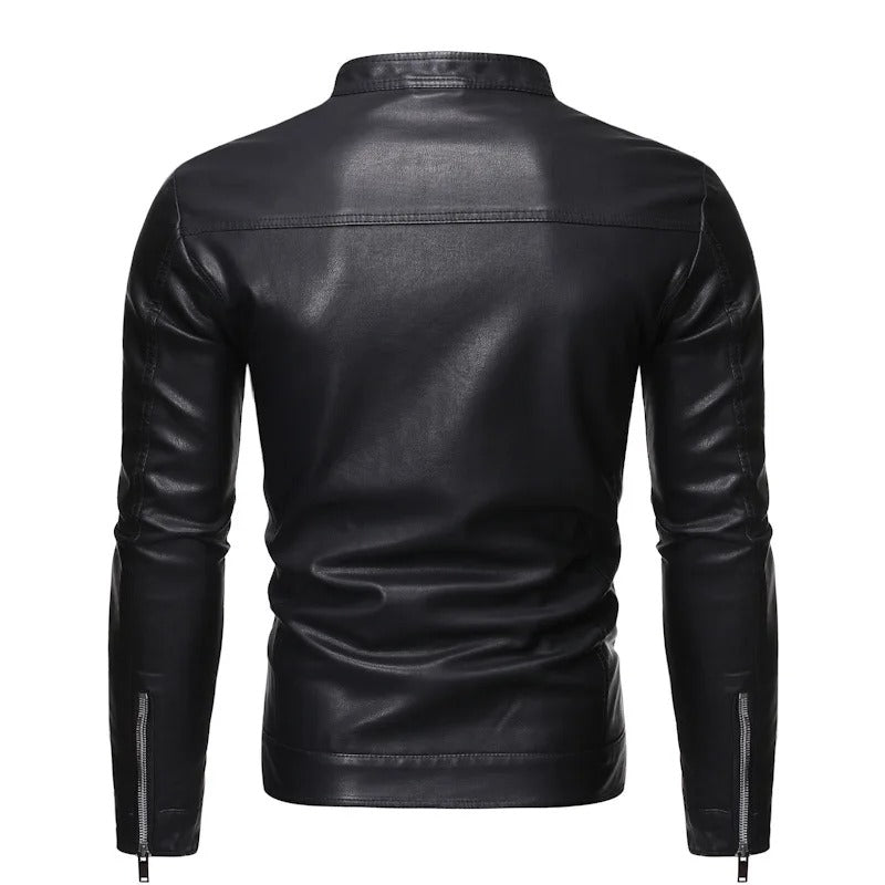 Chaqueta de cuero con cuello alto