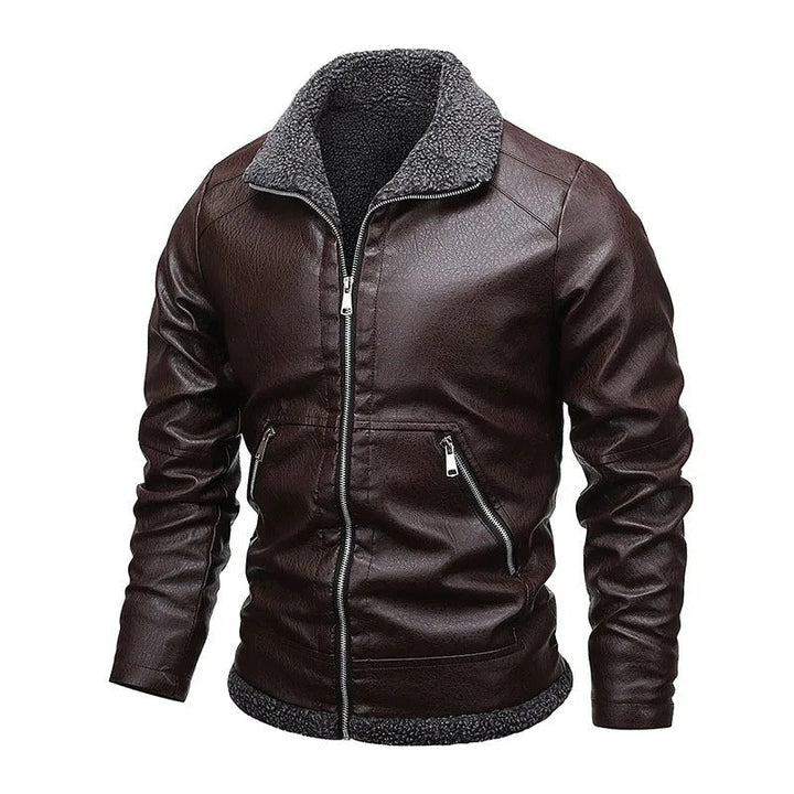 Chaqueta Elegante de Cuero Fleece